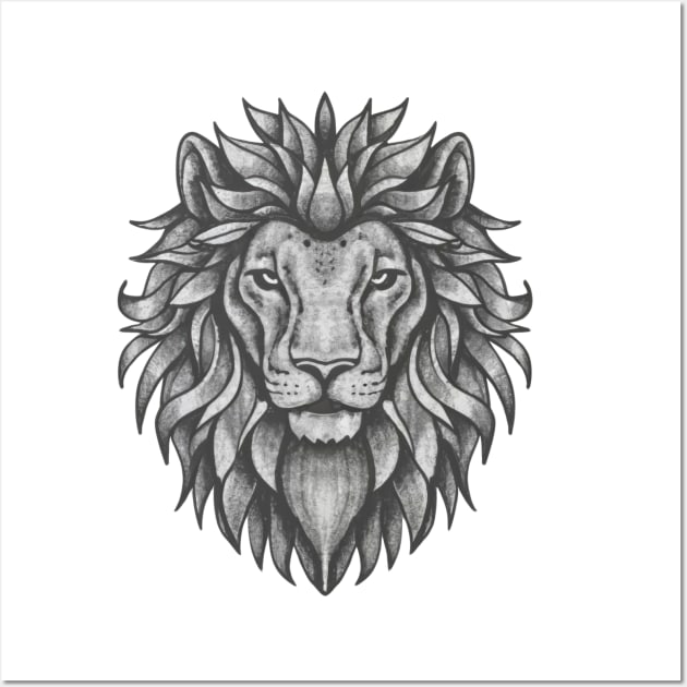 Lion head sketch monochrome Wall Art by byNIKA